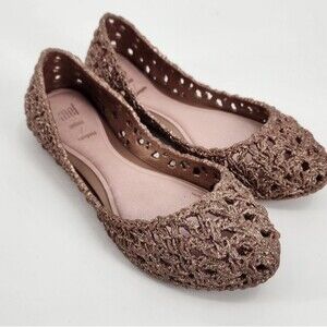 Melissa x Campana Glitter Jelly Rose Gold  Flats Size 1